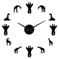 thumbnail image 1 of Giraffe DIY Mirror Stickers Wall Art Giant Frameless Wall Clock Wildlife Animal Home Decor Kind Room Decorative Clock Wall Watch(Black,37inch), 1 of 6