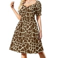thumbnail image 1 of Giraffe Dress Brown Animal Print Kawaii Dresses Spring Stylish Casual Dress Design Clothing 4XL 5XL, 1 of 6