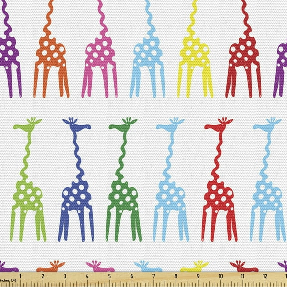 Ambesonne Giraffe Fabric by the Yard Upholstery, Abstract Bodies Dots, 1 Yard, Multicolor