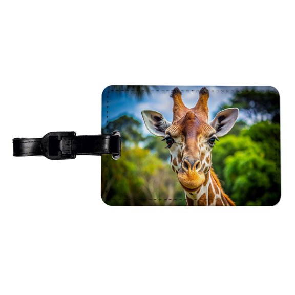 Giraffe Face Faux Leather Travel Luggage Tag