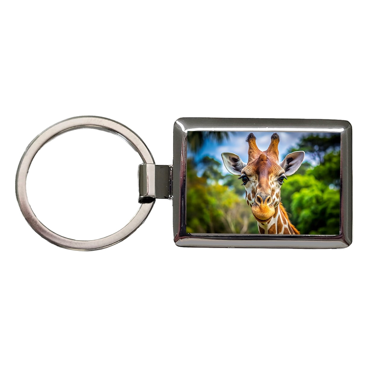 Rectangle Giraffe Giraffe Face Metal Rectangle Keychain - Walmart.com