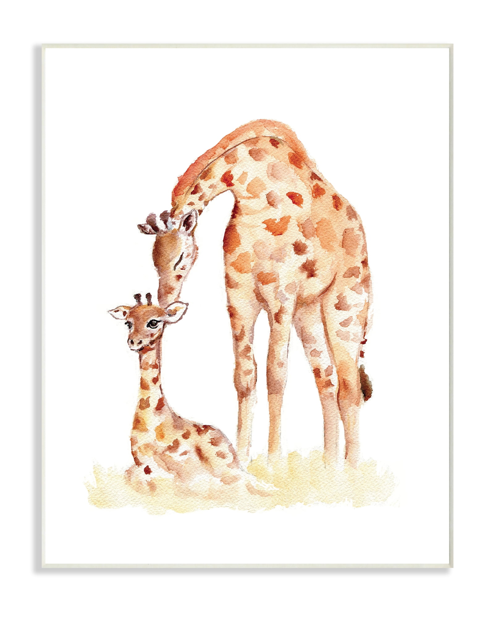 Giraffe Family Illustration Wall Plaque Art, 10 x 0.5 x 15