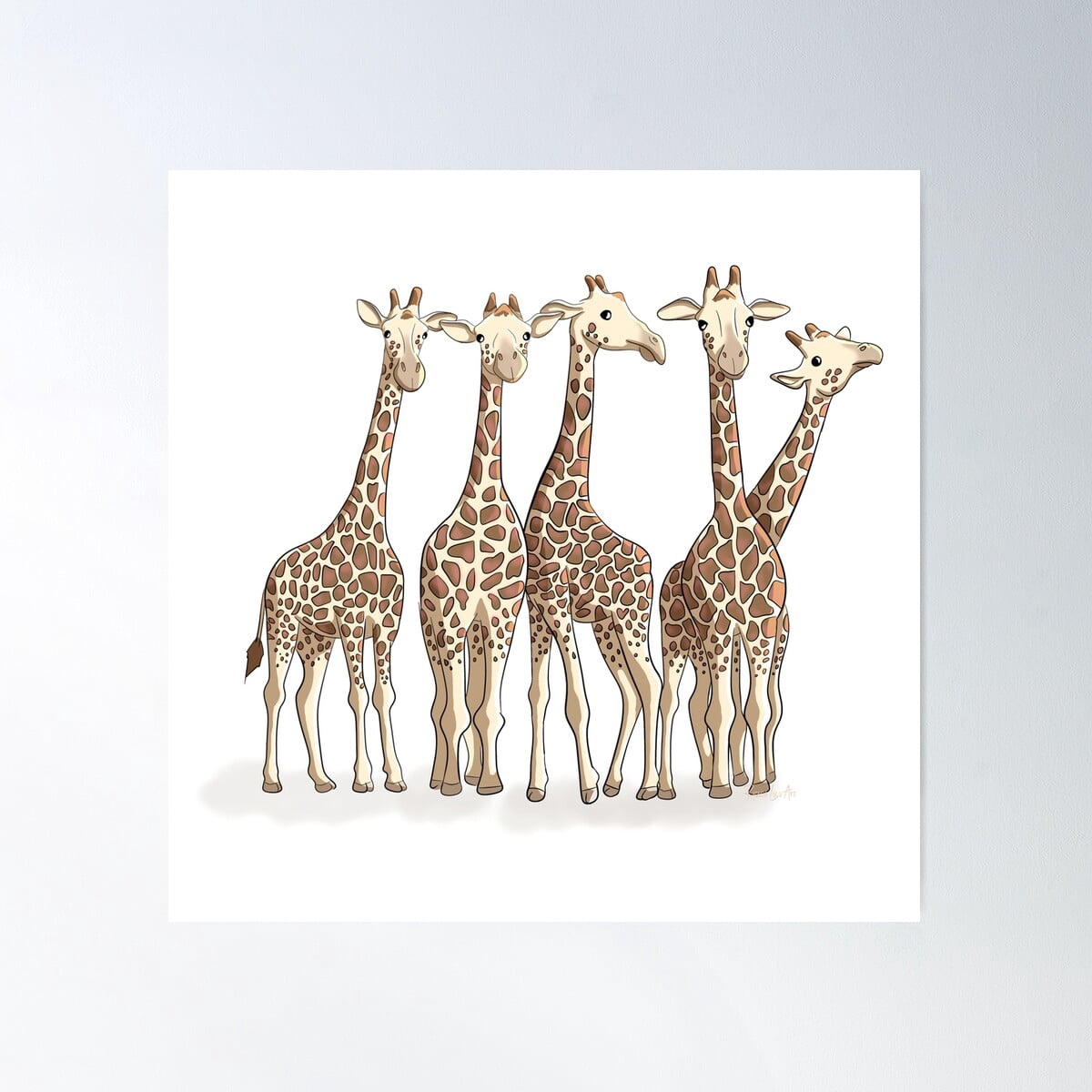 Giraffe Family Poster Wall Art, Modern Wall Decor For Living Room ...