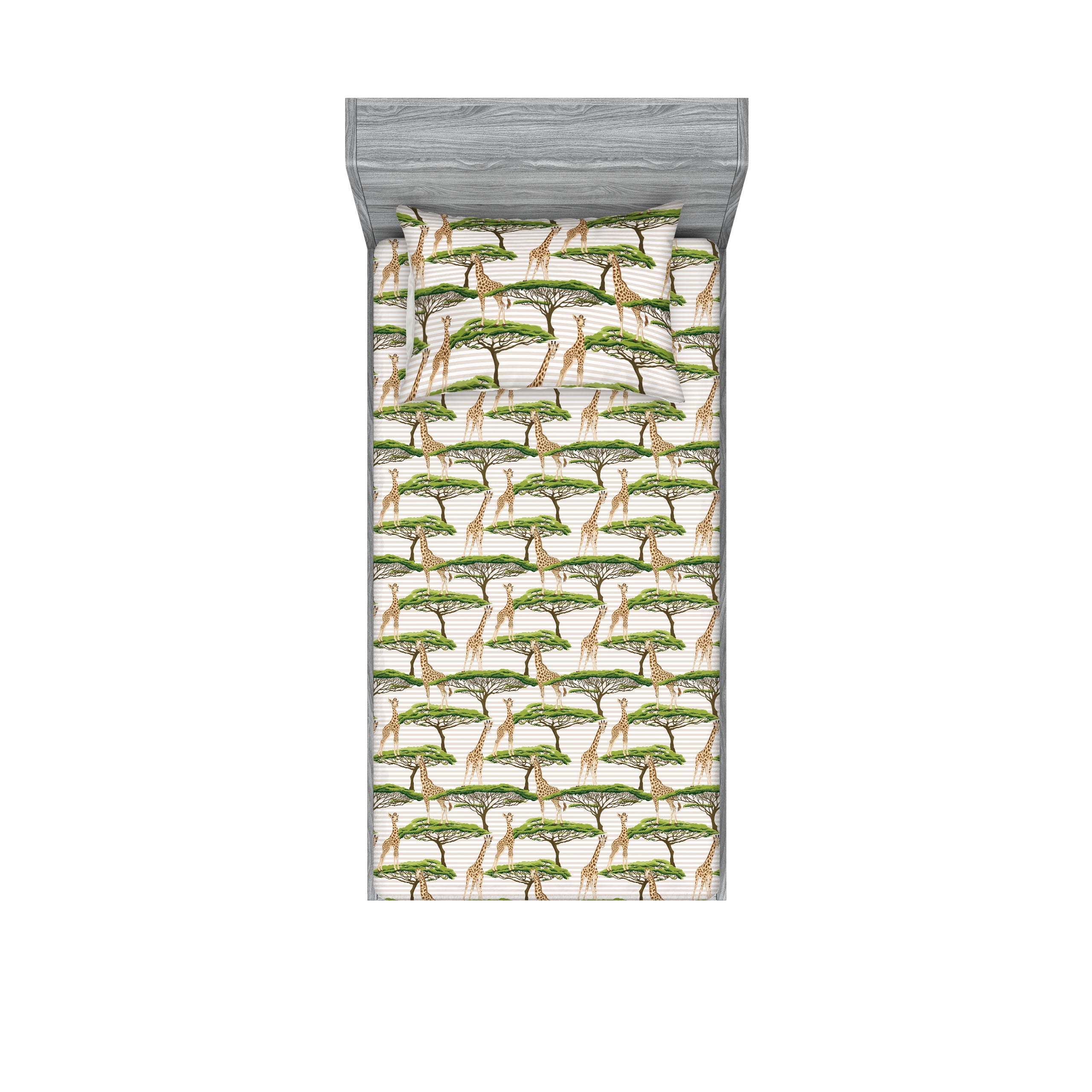 Giraffe Print Twin XL Gray Microfiber Sheet Set