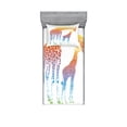 thumbnail image 1 of Giraffe Fitted Sheet & Pillow Sham Set, Mom Giraffe in Rainbow Colors Abstract Art Surrealist Image of Animal, Decorative Printed 2 Piece Bedding Decor Set, Twin, White Yellow, by Ambesonne, 1 of 2