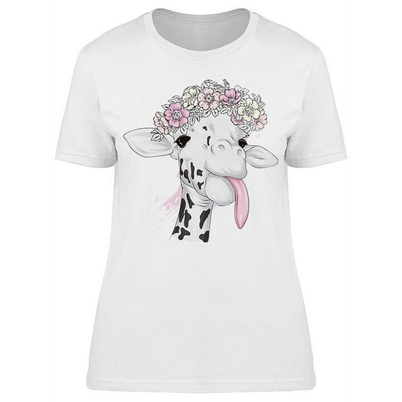 Giraffe Flower Wreath T-Shirt Women -Image by Shutterstock, Female 3X-Large