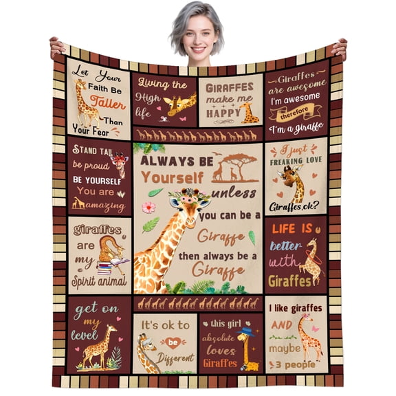 Giraffe Gifts Blanket for Women Giraffes Lovers Cute Giraffes Throw Blanket Stuff Animal Plush Cozy Soft Flannel Bedding Giraffe Gifts for Adults Women Sofa Couch Bed Room Decor 50"X40"