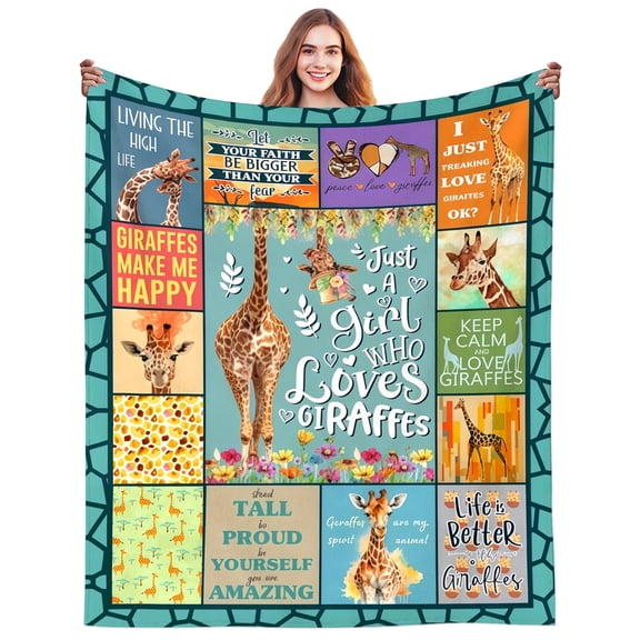Giraffe Gifts Blanket for Women Giraffes Lovers Cute Giraffes Throw Blanket Stuff Animal Plush Lightweight Cozy Soft Flannel Bedding Giraffe Gifts for Women Adults Sofa Couch Bed Room Decor 50"X40"