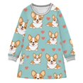 thumbnail image 1 of Giraffe Girls'long-sleeved dress Thickened A-dress Warm Dress Basic Shirt Party Dresses, 1 of 2
