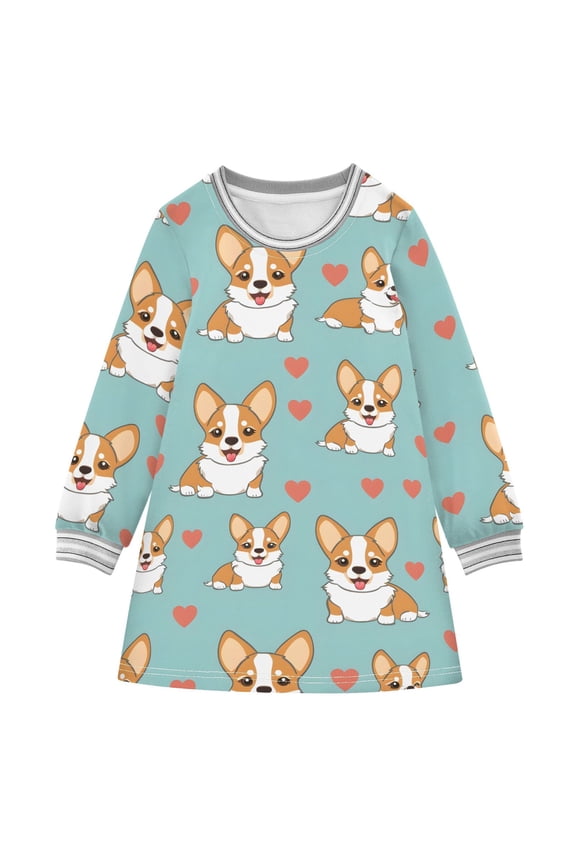 Giraffe Girls'long-sleeved dress Thickened A-dress Warm Dress Basic Shirt Party Dresses