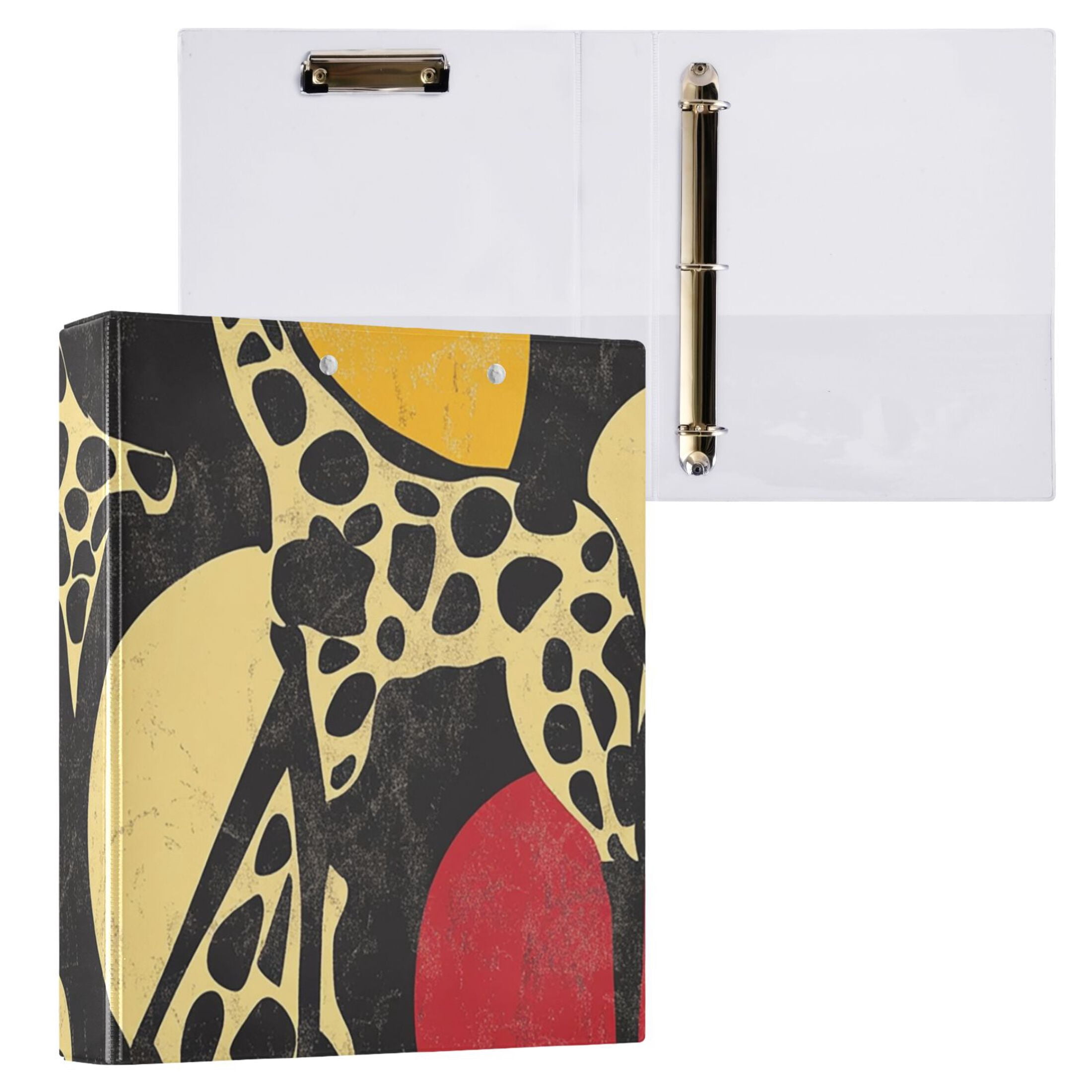 Giraffe Graffiti 3 Ring Binders 1.5 inch Hardcover File Folders with Interior Pockets A4 Size Organizer for School Office Hospital Set of 2