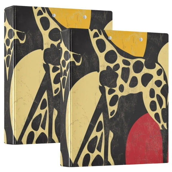 Giraffe Graffiti 3 Ring Binders 1.5 inch Hardcover File Folders with Interior Pockets A4 Size Organizer for School Office Hospital