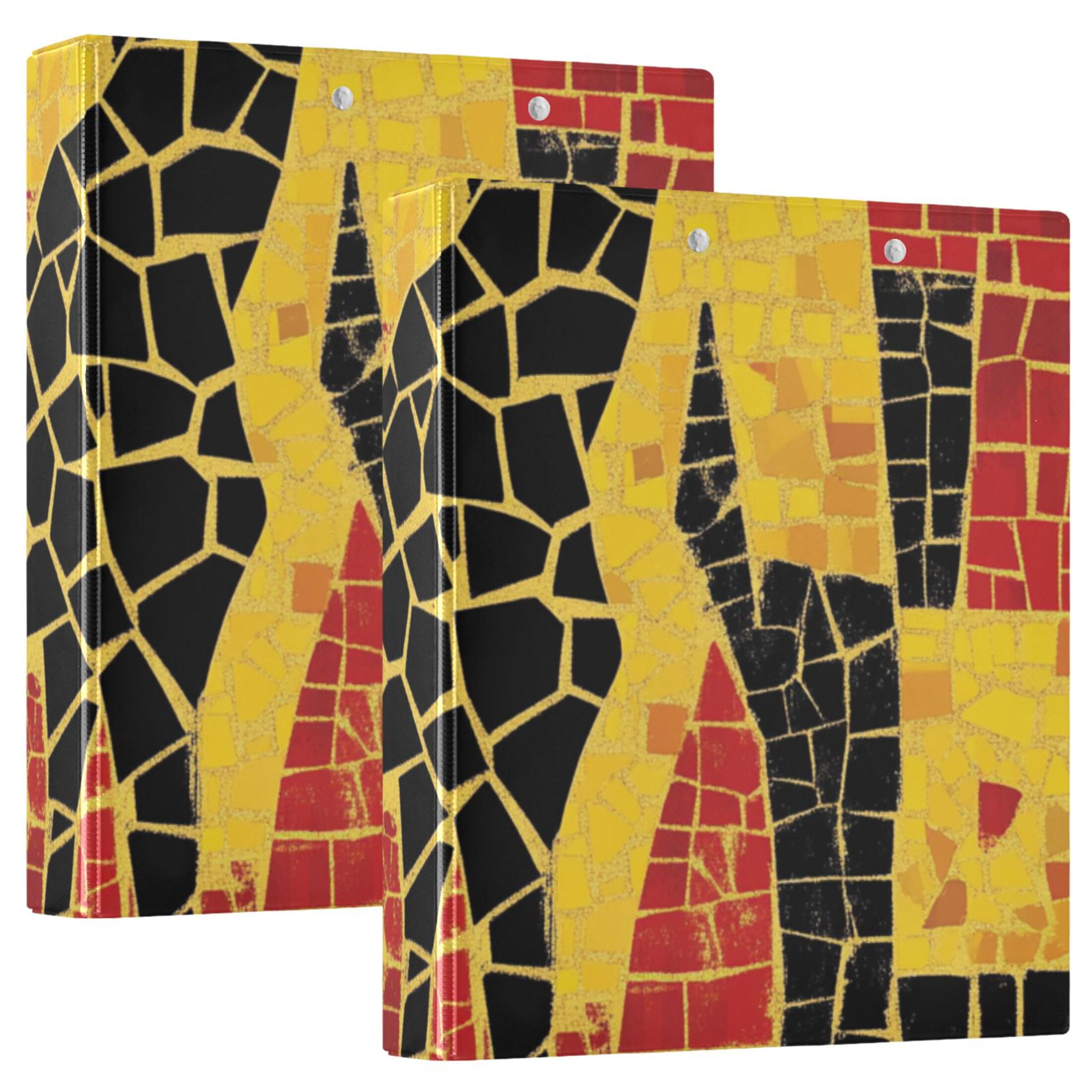 Giraffe Graffiti Colorful 3 Ring Binders 1.5 inch Hardcover File Folders with Interior Pockets A4 Size Organizer for School Office Hospital