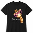 thumbnail image 1 of Giraffe Graphic T-Shirt, Be You Quote Tee, Short Sleeve Crew Neck Unisex Cotton Blend Top, 1 of 9