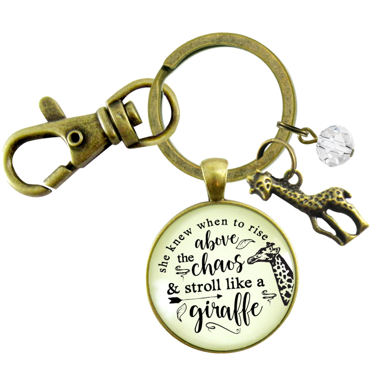 Giraffe Gutsy Goodness Bronze Keychain She Knew to Rise Boho Jewelry Female Adult Charm