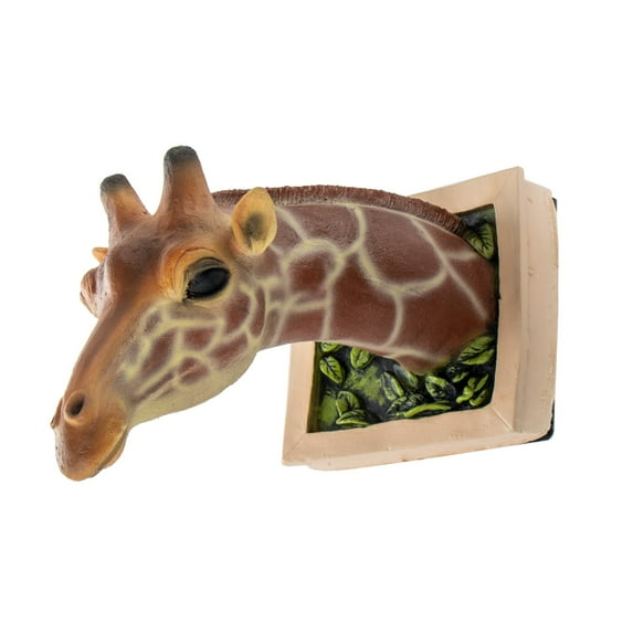 Giraffe Head 3D Wall Hanging Decoration Wall Art Realistic Animal Latex Statue for Indoor Wall Decoration Mounted Giraffe Sculpture Wall Art Life-like Wall Bursting Giraffe Bust