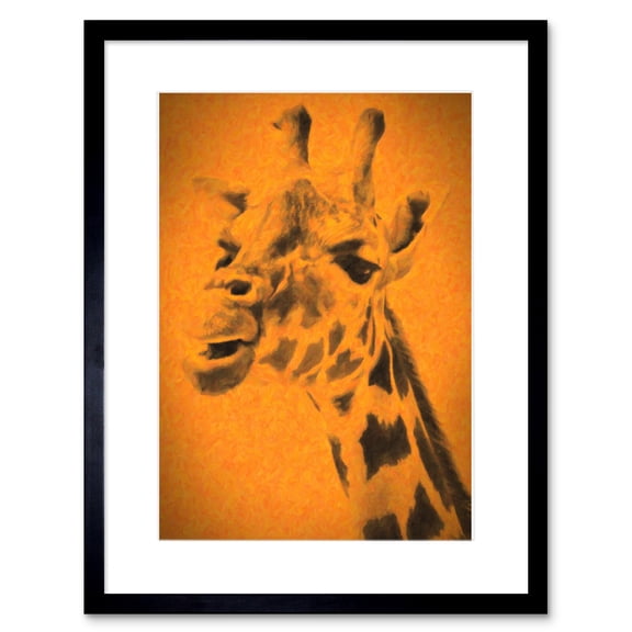 Giraffe Head Illustration Framed Wall Art Print