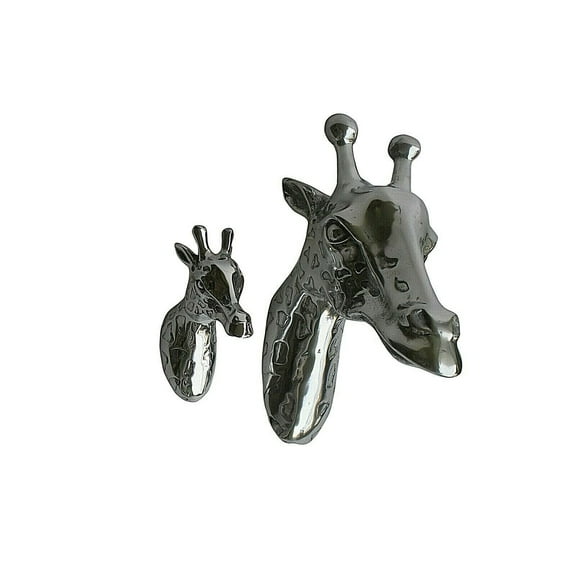 Giraffe Head Metal Wall Mount Sculpture Giraffe Head Sculpture Unique Figurine Statue Wall Mount A Excellent Item For Home | Office | Restaurant Decorations (Set Of 2) By Indaiaart12