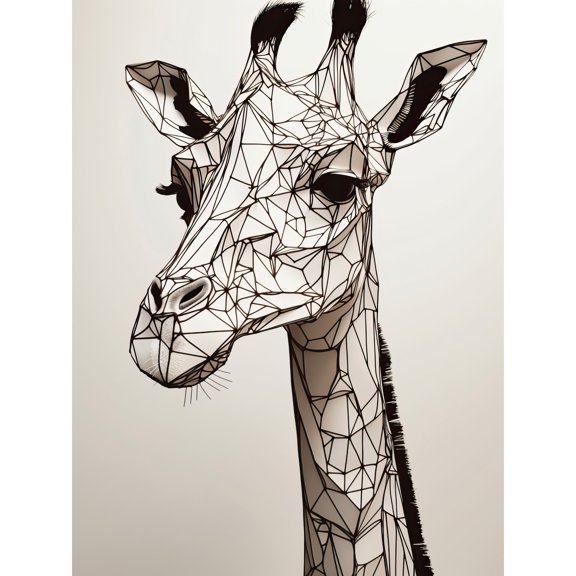 Giraffe Head Polygon Line Drawing Illustration Extra Large XL Wall Art Poster Print