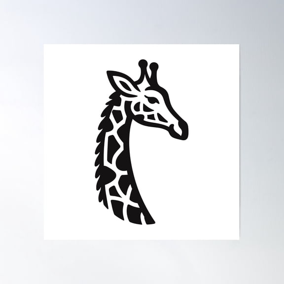 Giraffe Head Silhouette With Patterned Neck Poster Wall Art, Modern Wall Decor For Living Room Bedroom, 24x24 UNFRAMED