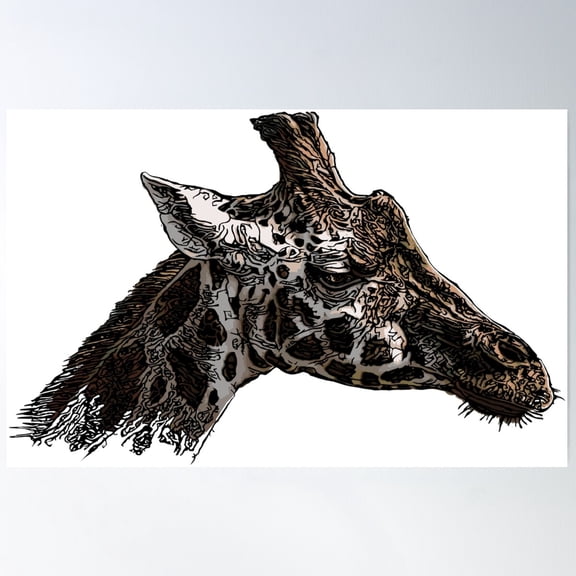 Giraffe Head Vector Illustration Poster Wall Art, Modern Wall Decor For Living Room Bedroom, 16x24 UNFRAMED