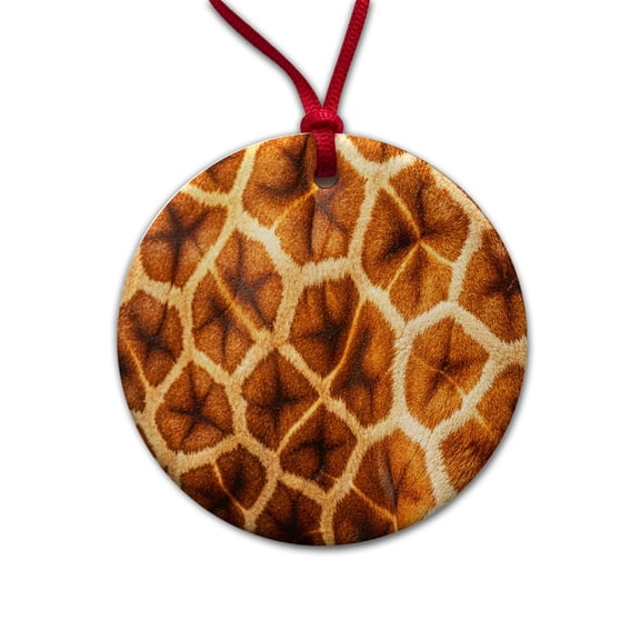 Giraffe Hide Fur Pattern Christmas Tree Holiday Round Ceramic Ornament