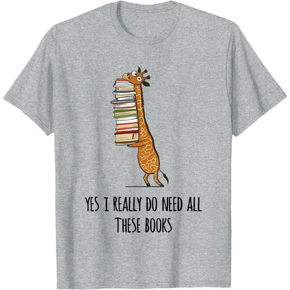 Giraffe Holding a Stack Of Books Yes I Really Do Need All Softstyle Unisex T-Shirt,Sport Grey Color,Size 3T