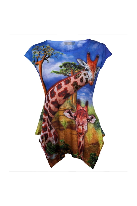 Giraffe In Safari Juniors Tunic Shirt - Large