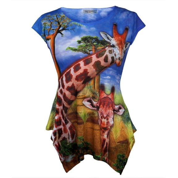 Giraffe In Safari Juniors Tunic Shirt - Medium