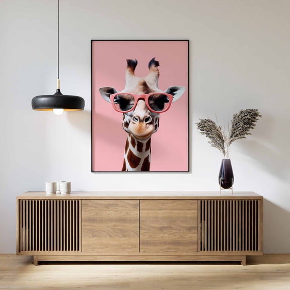 Giraffe In Sunglasses Print, Modern Animal Decor, Unframed Paper Poster 8x10in