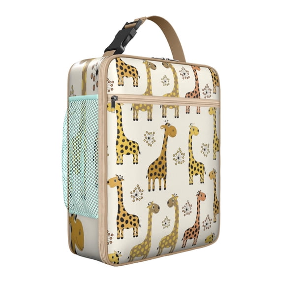 Giraffe Insulated Lunch Bag Box Men Reusable Lunch Tote Bag with Water Bottle Holder Cooler Tote Bag Office Hiking