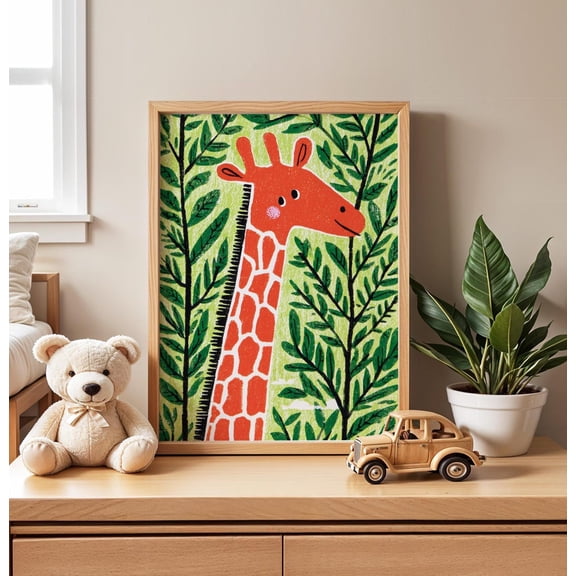Giraffe Jungle Nursery Poster Unframed Paper Print