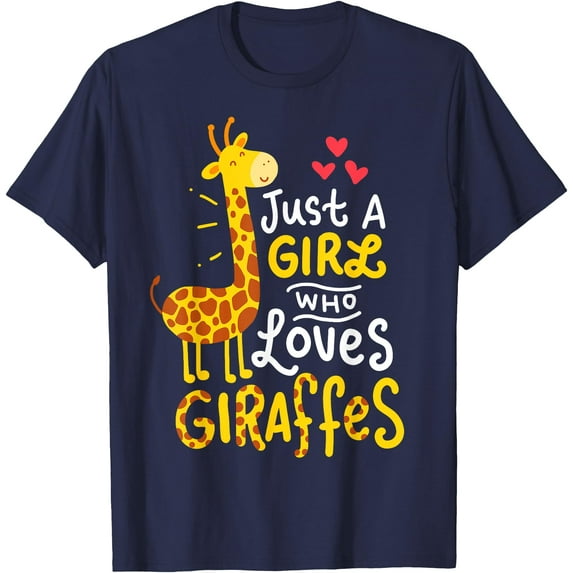 Giraffe Just A Girl Who Loves Giraffes Gift Softstyle Unisex T-Shirt,Navy Color,Size 3T