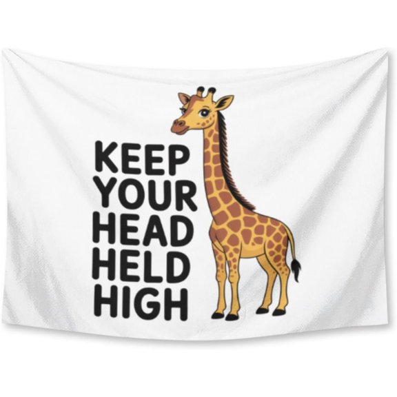 Giraffe, Keep Your Head Held High, Back To School, Teacher Tapestry for Bedroom Wall Hanging Decor for Dorm Living Room College, 30" X 40" Indoor Outdoor