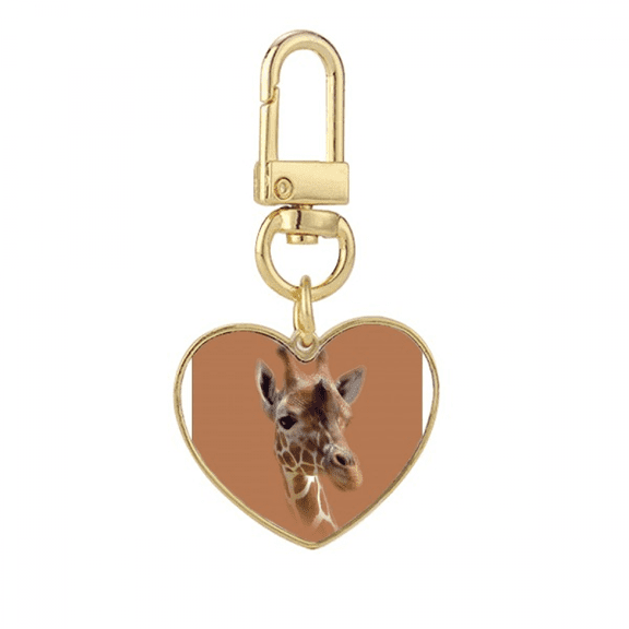 Giraffe Lateral Horn Neck Gold Heart Keychain Metal Keyring Holder