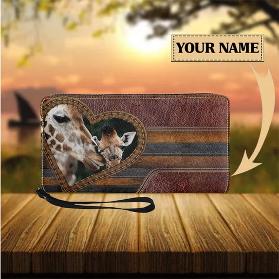 Giraffe Leather Wallets for Women Casual Long Purse Female Cash Case Portable Travel Ladies Card Holder carteras para mujer