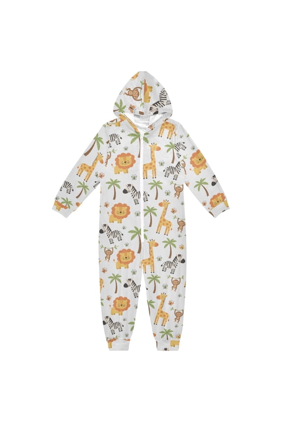Giraffe Lion Zebra One Piece Pajamas Soft Jumpsuit Cozy Sleep and Play Romper Zipper and Pockets 4T