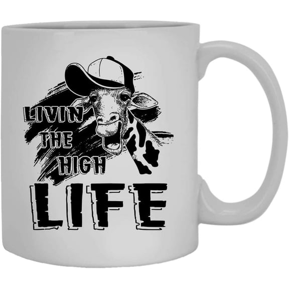Giraffe, Livin The High Life Coffee Mug, White Mug, Tea Cup 11 oz