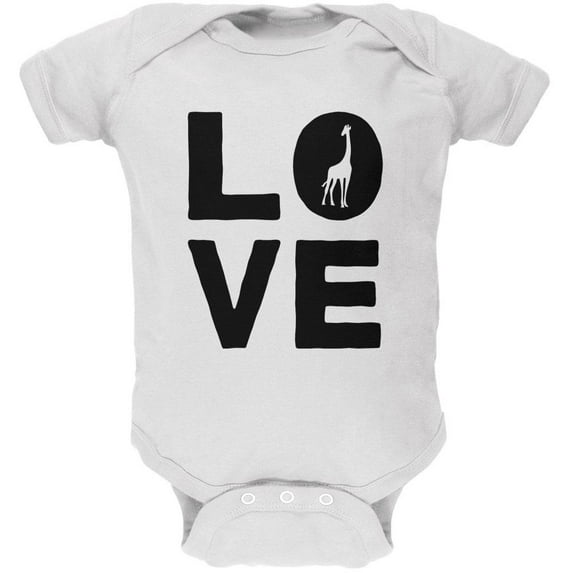 Giraffe Love Soft Baby One Piece White 3-6 M