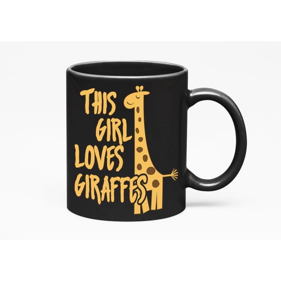 Giraffe Lovers Gift Mug, Women and Girls, Black 11oz Ceramic Mug