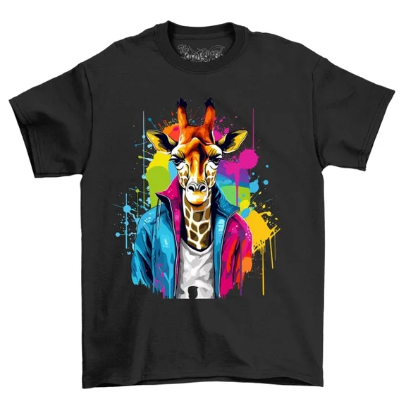 Giraffe Man Paint Drip Design T-Shirt - Funny And Wild Funny T-Shirt, Unisex Pr Unisex S-5XL Hot Trending Shirt, Vintage Birthday Gift