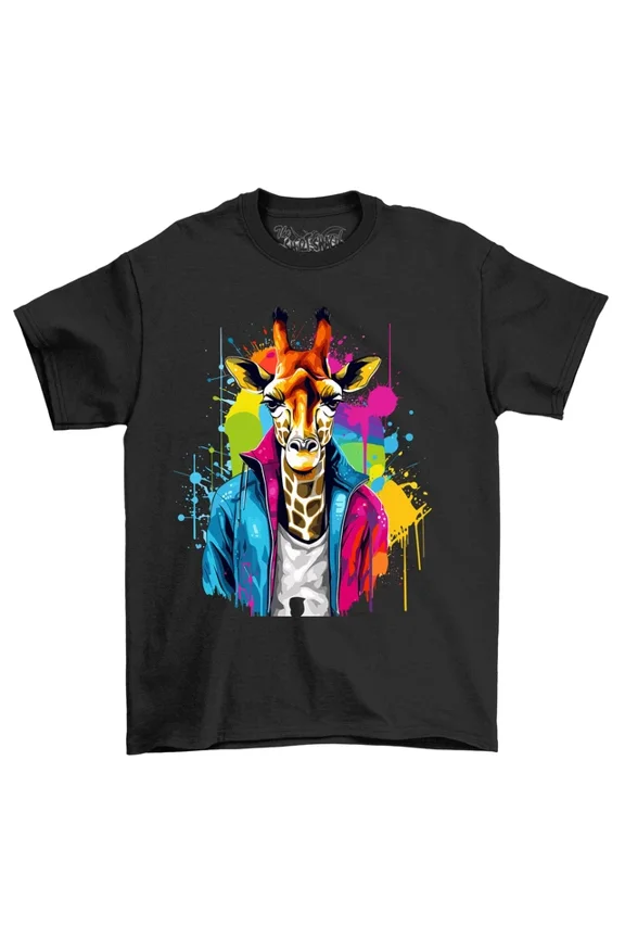 Giraffe Man Paint Drip Design T-Shirt - Funny And Wild Funny T-Shirt, Unisex Pr