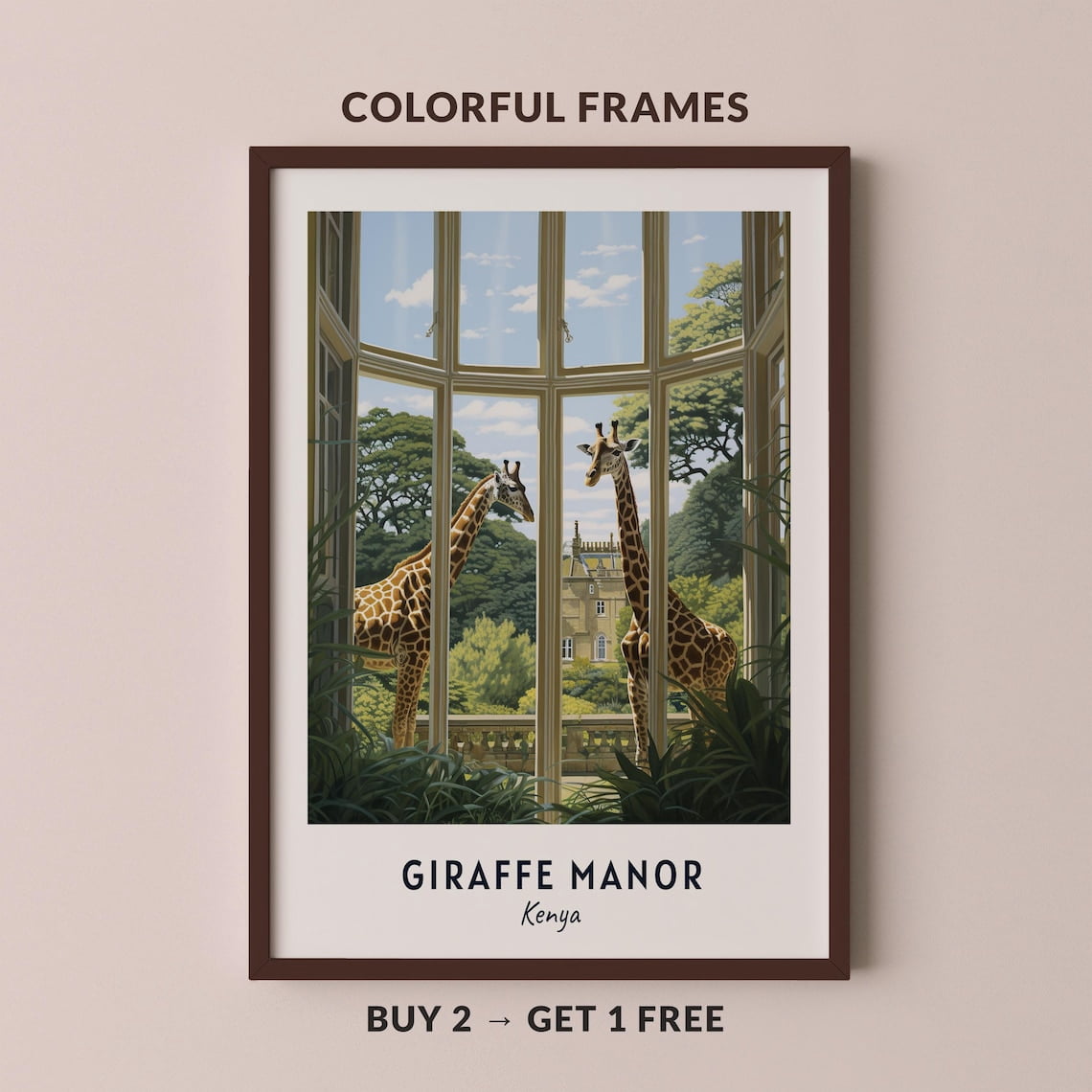 Giraffe Manor Travel Kenya City Cityscape Poster, Travel Inspired Home ...