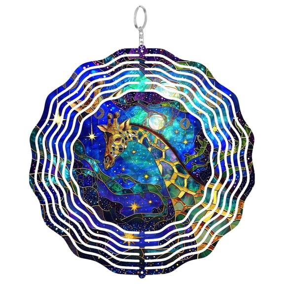 Giraffe Metal Wind Spinner, Kinetic Landscape Garden Panel