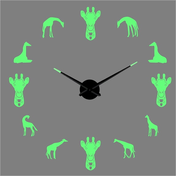Giraffe Mirror Acrylic DIY aquarium creative Different Frameless Luminous Wall Clock Home decoration Modern gifts - 47 inch