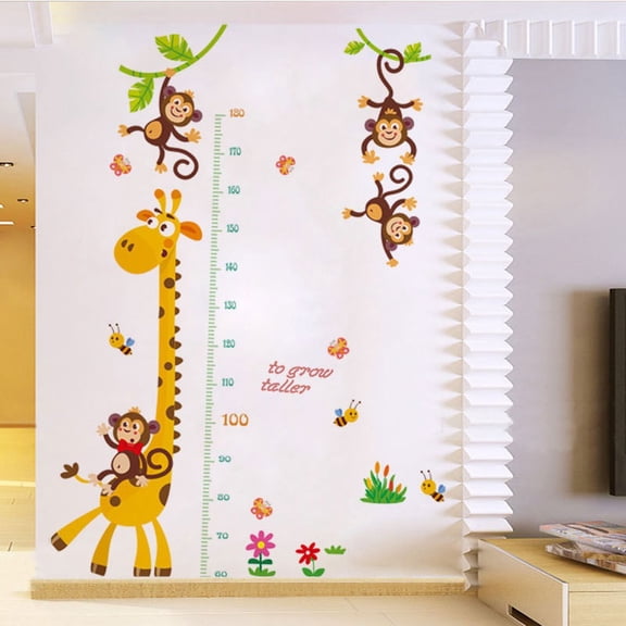 Giraffe Monkey Height Measurement Sticker | Removable PVC Wall Decal for Kids' Room Decor
