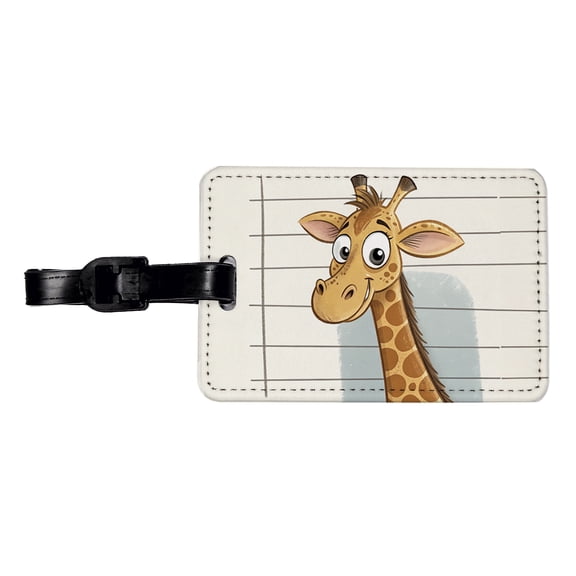 Giraffe Mug Shot Faux Leather Travel Luggage Tag