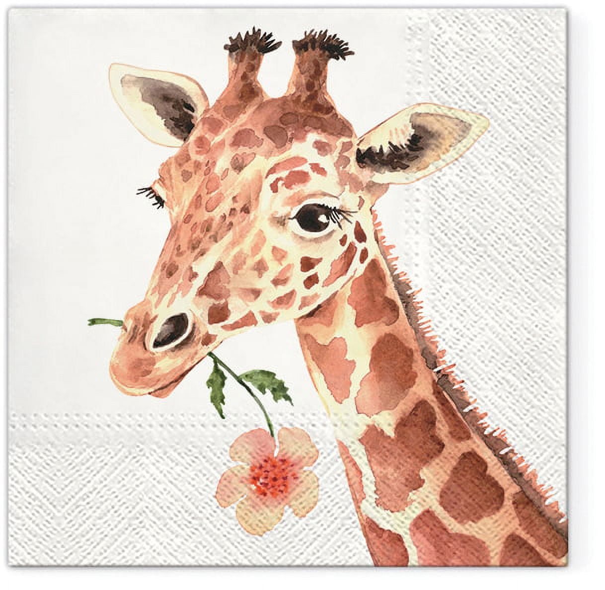Giraffe Napkins GIRAFFE WITH FLOWER 40pcs Lunch Napkins, Safari Napkins