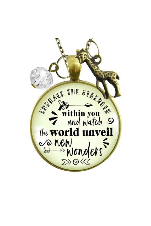 Giraffe Necklace Embrace Strength Gutsy Goodness Female Adult Metal Jewelry