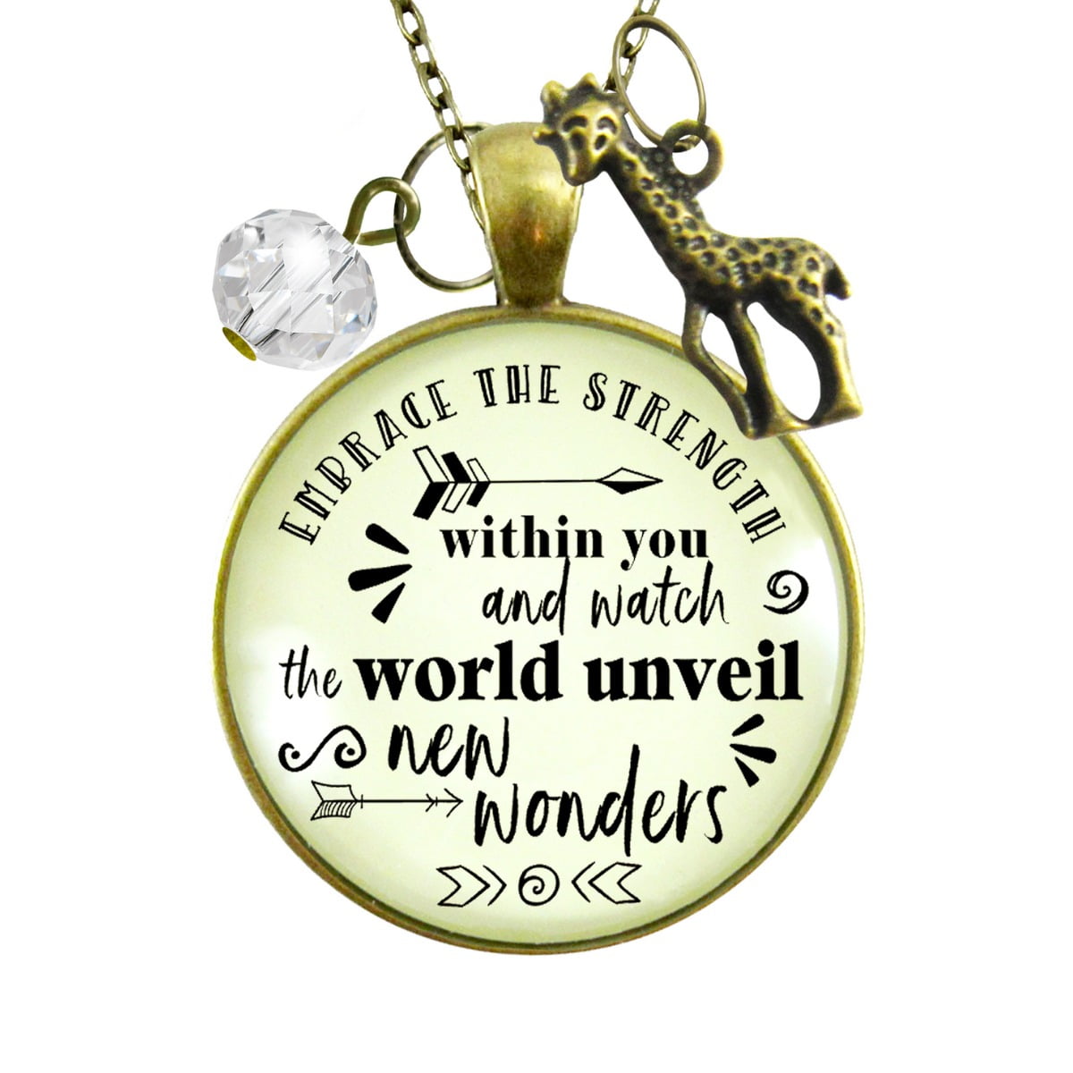 Giraffe Necklace Embrace Strength Gutsy Goodness Female Adult Metal